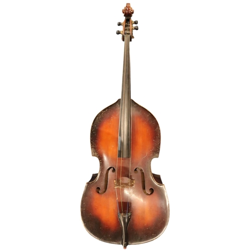 390 - Hungarian double bass labelled Szegedi Hangszergyar 1965, length of back c. 113.5cm