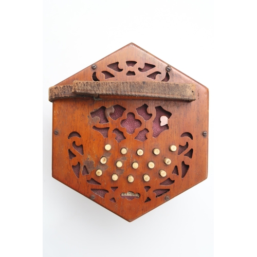 391 - LACHENAL & CO. thirty-one button concertina, serial no. 132815, with fretted ends, 5 leather bel... 