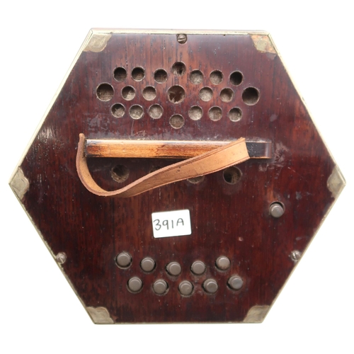 391A - A twenty-one button Anglo-Concertina, with 8 bellows 