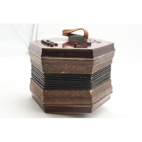 391A - A twenty-one button Anglo-Concertina, with 8 bellows 