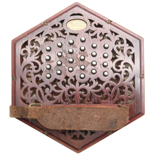 391C - C. WHEATSTONE. forty-six button concertina, serial no. 23736, with fretted ends, 5 leather bellows a... 