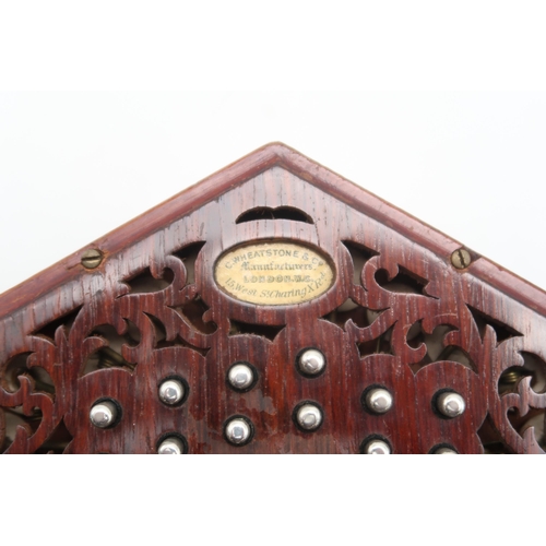 391C - C. WHEATSTONE. forty-six button concertina, serial no. 23736, with fretted ends, 5 leather bellows a... 