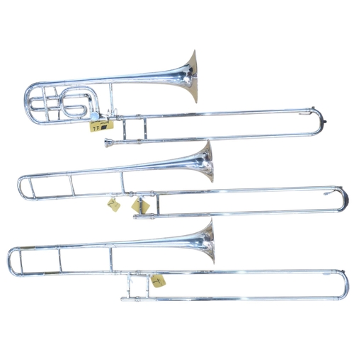 393 - Two Besson & Co Trombones and One Besson Trombone;Besson & Co, no. 13446, c. 1930's with Flo... 