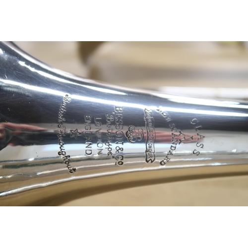 393 - Two Besson & Co Trombones and One Besson Trombone;Besson & Co, no. 13446, c. 1930's with Flo... 