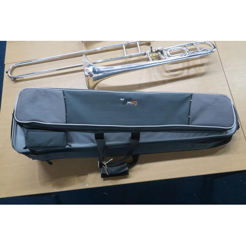 393 - Two Besson & Co Trombones and One Besson Trombone;Besson & Co, no. 13446, c. 1930's with Flo... 