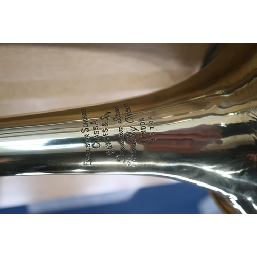 394 - Two Hawkes & Sons Excelsior Sonorous Trombones c. 1923, one Class A with counterbalance weight a... 