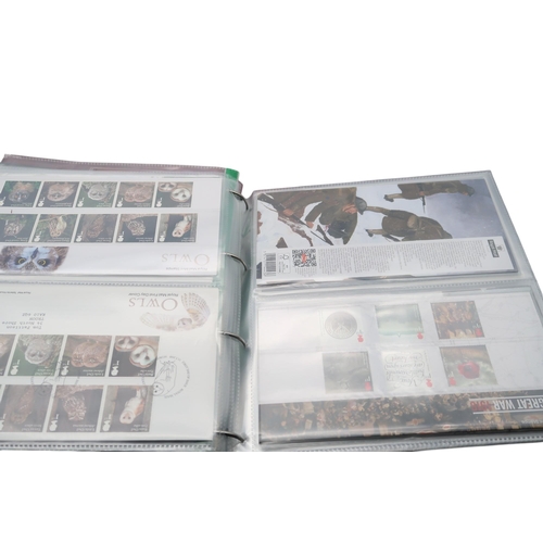 372 - Royal Mail a collection of first day covers and Royal Mail Mint Stamps in five folders with themes i... 