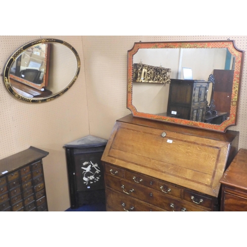 20 - A lot comprising a Chinese black lacquer corner cabinet with single bone inset door, black lacquer o... 