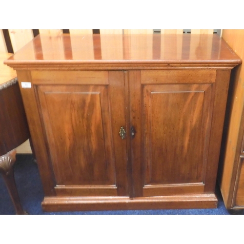 75 - A Victorian mahogany side cabinet with pair of panel doors concealing two long over four short drawe... 