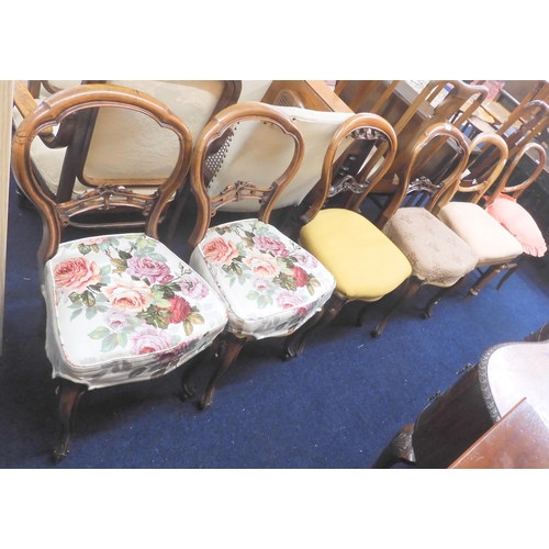 76 - A lot of six assorted Victorian balloon back parlour chairs (6)