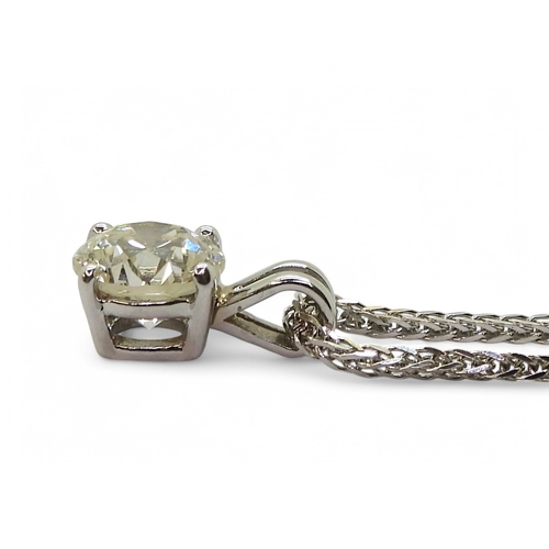 2753 - A 1CT DIAMOND PENDANTset in 18ct white gold four claw setting, on a 40cm 18ct white gold franco styl... 