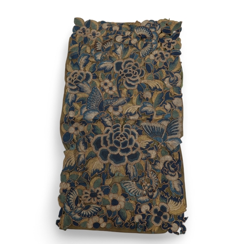 2270 - A CHINESE SILK AND METAL THREADS MILITARY RANK BADGEWoven with a tiger amongst precious, cloud scrol... 