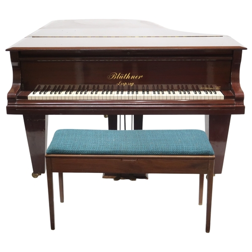 2014 - AN EARLY 20TH CENTURY MAHOGANY CASED J. BLUTHNER, LEIPZIG OVERSTRUNG BABY GRAND PIANOwith accompanyi... 