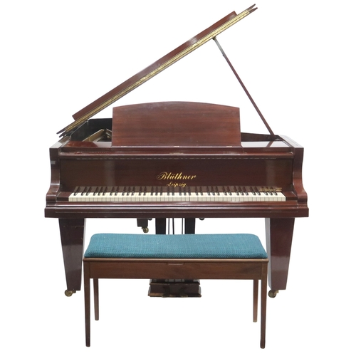 2014 - AN EARLY 20TH CENTURY MAHOGANY CASED J. BLUTHNER, LEIPZIG OVERSTRUNG BABY GRAND PIANOwith accompanyi... 