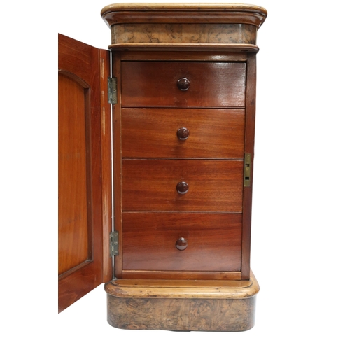 2015 - A VICTORIAN BURR WALNUT VENEERED THREE PIECE BEDROOM SUITEconsisting four door break front wardrobe ... 