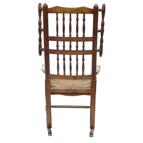 2017 - A 19TH CENTURY BEECH FRAMED LANCASHIRE ROCKING CHAIR AND A 19TH CENTURY ELM FRAMED WINDSOR ARMCHAIRL... 