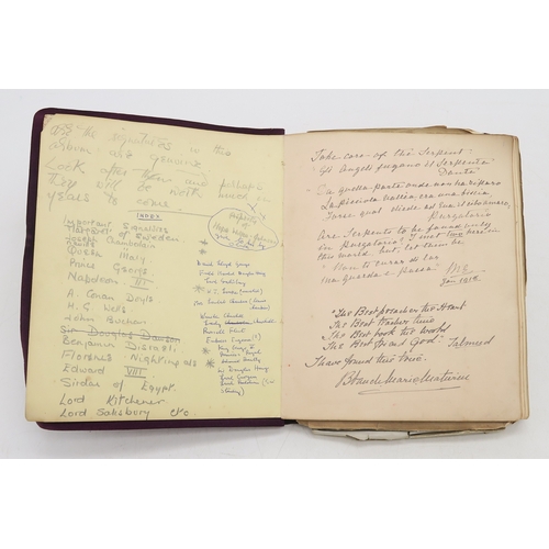 2619 - A SUPERB LATE-19th/EARLY-20th CENTURY AUTOGRAPH ALBUM COMPILED BY THE HON. Mrs. IRMA BAILEY (nee COZ... 