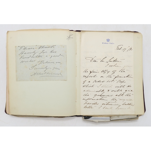 2619 - A SUPERB LATE-19th/EARLY-20th CENTURY AUTOGRAPH ALBUM COMPILED BY THE HON. Mrs. IRMA BAILEY (nee COZ... 