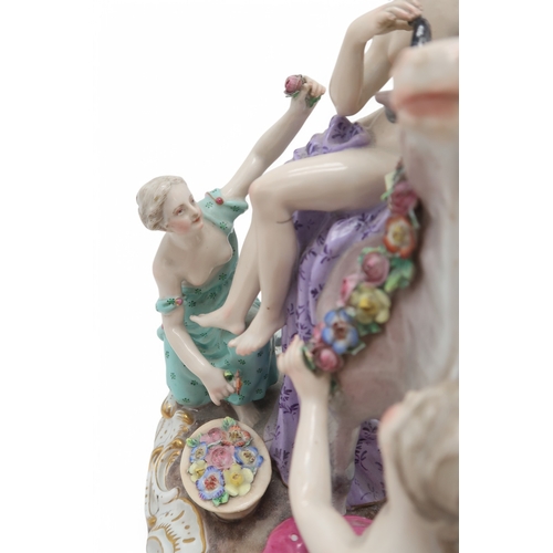 2163 - A LATE 19TH CENTURY MEISSEN PORCELAIN GROUP OF EUROPA AND THE BULLpainted in colours, incised 2697 a... 