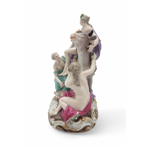 2163 - A LATE 19TH CENTURY MEISSEN PORCELAIN GROUP OF EUROPA AND THE BULLpainted in colours, incised 2697 a... 