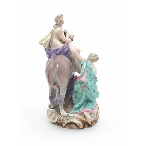 2163 - A LATE 19TH CENTURY MEISSEN PORCELAIN GROUP OF EUROPA AND THE BULLpainted in colours, incised 2697 a... 