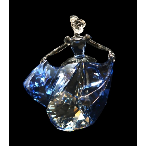 2190 - A SWAROVSKI CRYSTAL WALT DISNEY FIGURE OF CINDERELLAcirca 2015, in clear and blue crystal, 13.5cm hi... 