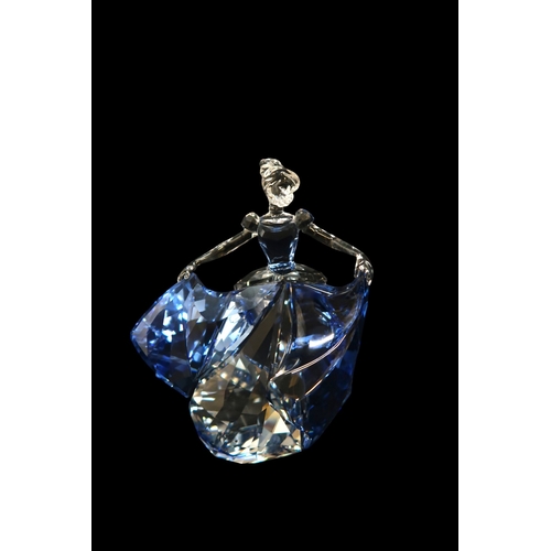 2190 - A SWAROVSKI CRYSTAL WALT DISNEY FIGURE OF CINDERELLAcirca 2015, in clear and blue crystal, 13.5cm hi... 