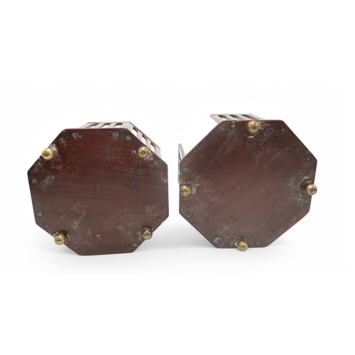 2217 - A PAIR OF GEORGE III MAHOGANY AND BRASS PLATE BUCKETSof octagonal form with pierced sides and shaped... 