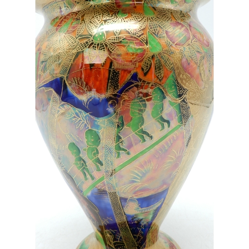 2218 - DAISY MAKEIG-JONES FOR WEDGWOOD - IMPS ON A BRIDGEa Flame Fairyland lustre vase, shape no 2351, Z536... 