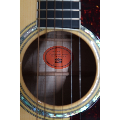 2522 - GIBSON J-185 CUSTOM 1998Custom Built with maple back and sides, spruce top, ebony fretboard with dec... 