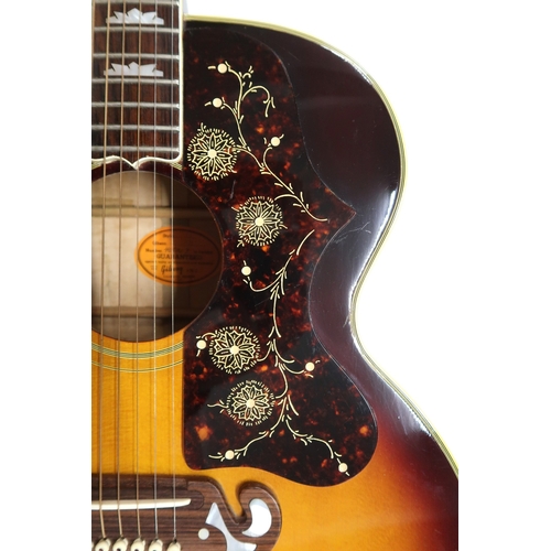 2524 - GIBSON J-200N c.1967Maple back and sides and a spruce top in a tobacco sunburst finish, abalone crow... 