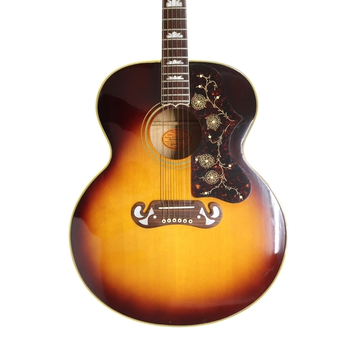 2524 - GIBSON J-200N c.1967Maple back and sides and a spruce top in a tobacco sunburst finish, abalone crow... 