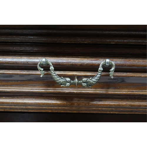 2028 - A 19TH CENTURY CARVED OAK CONTINENTAL COURT CABINET with carved moulded cornice over pair of ca... 