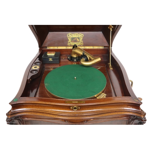 2046 - A CIRCA 1920 MAHOGANY CASED HIS MASTERS VOICE MODEL 201 CABINET GRAMOPHONEwith hinged lid concealing... 