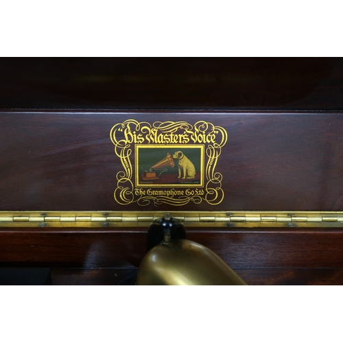 2046 - A CIRCA 1920 MAHOGANY CASED HIS MASTERS VOICE MODEL 201 CABINET GRAMOPHONEwith hinged lid concealing... 