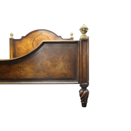 2047 - A LATE 20TH CENTURY CONTINENTAL BIRDSEYE MAPLE VENEERED SUPER KINGSIZE BEDFRAME with arched hea... 