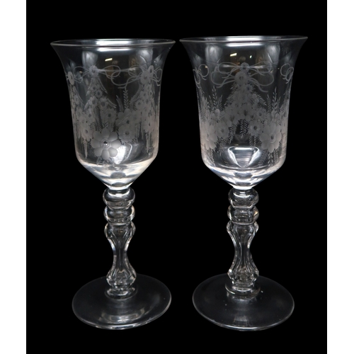 2220 - A COLLECTION OF 19TH CENTURY DRINKING GLASSESincluding a pair of wheat engraved tapering glasses, an... 