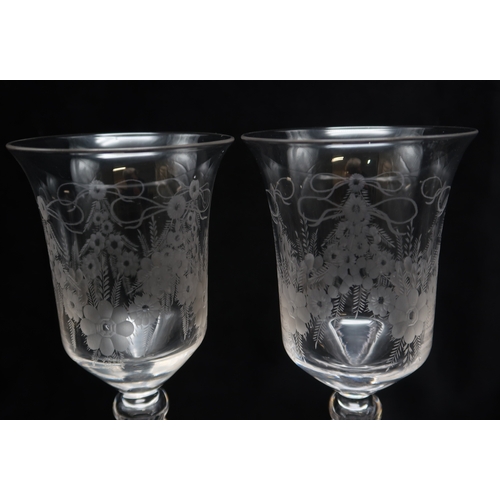 2220 - A COLLECTION OF 19TH CENTURY DRINKING GLASSESincluding a pair of wheat engraved tapering glasses, an... 