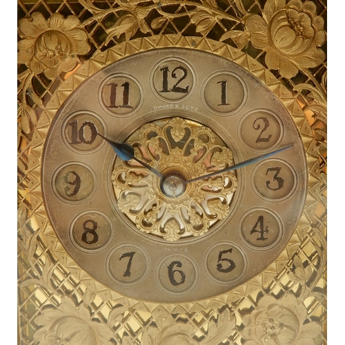 2221 - A FRENCH GILT BRASS REPEATING CARRIAGE CLOCKthe dial marked for Edward and Sons, with silver chapter... 