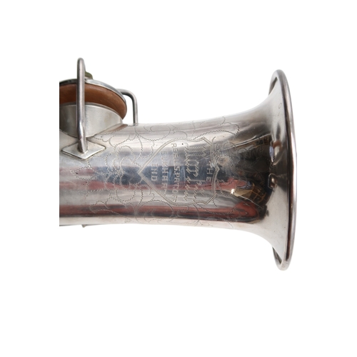 2534 - A CURVED SOPRANO MARTIN SAXOPHONE c.1923Handcraft model, no. 39696, low pitch, in silver plate with ... 