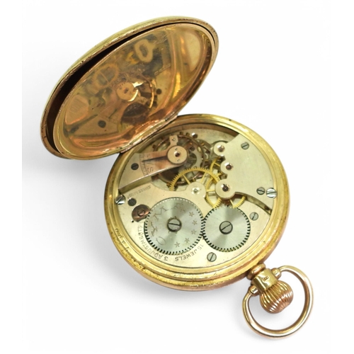 701 - A 9ct gold full hunter Cyma pocket watch, hallmarked Birmingham 1936, diameter 5cm, weight 90.7gms, ... 