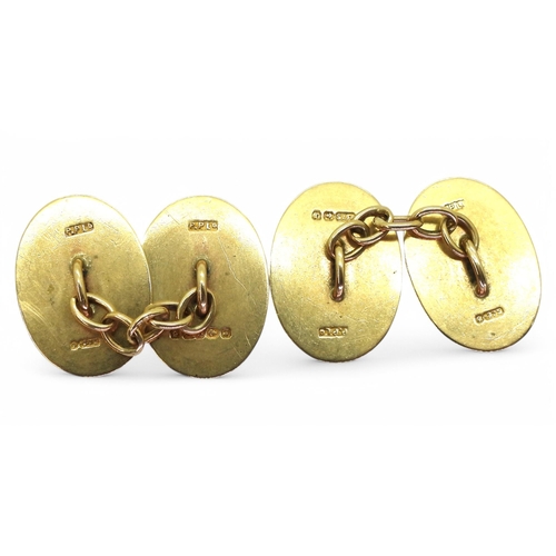 730 - A pair of 9ct gold cufflinks with monogram weight 5.1gms