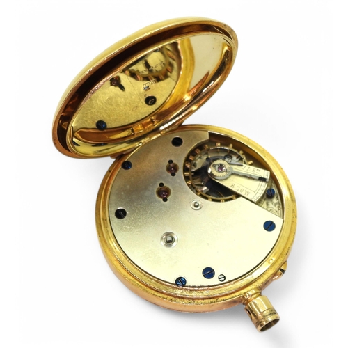 734 - A 18c gold (af) pocket watch, diameter 4.7cm, weight 80gms