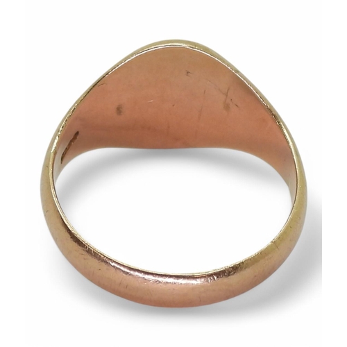 763 - A 9ct rose gold signet ring, size Q, weight 4.5gm 