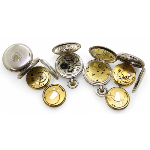 865 - A four silver pocket watches to include, case marked Samuel Smith, Chester (possibly 1895), together... 