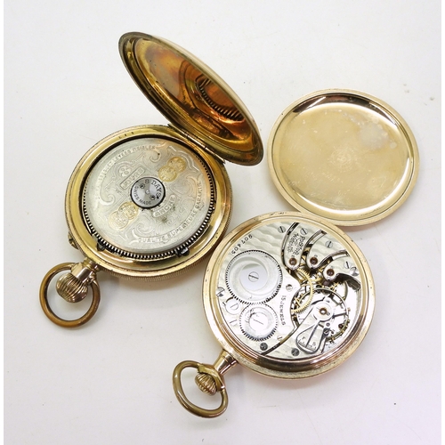 898 - A gold-plated Rockford open-face pocket watch, together with a gold-plated 8 Days Hebdomas hunter po... 