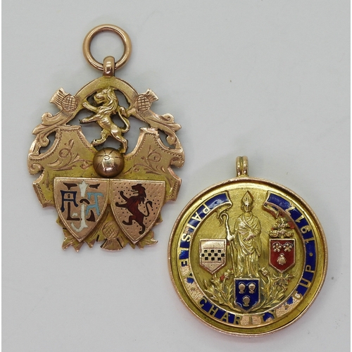 2558 - FRED GRAY OF St. MIRREN F.C. - A 9ct GOLD AND ENAMEL PAISLEY CHARITY CUP 1917 WINNER'S MEDALBy Vaugh... 