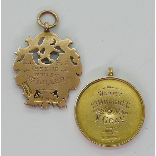 2558 - FRED GRAY OF St. MIRREN F.C. - A 9ct GOLD AND ENAMEL PAISLEY CHARITY CUP 1917 WINNER'S MEDALBy Vaugh... 