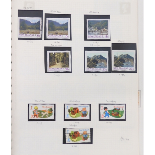 7028 - NEW ZEALAND 1867 to 1992 in four albums to include used 1 d pink SG 237, 3 d yellow sg 231, 1909 to ...