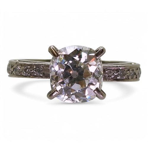 2774 - A CUSHION CUT DIAMOND RINGset in 18ct white gold, the substantial cushion cut of estimated approx 2c... 